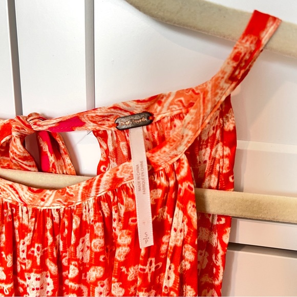 Free People Mid Summers Day Printed Halter Orange Tunic Top or Dress Size Small - Picture 8 of 8